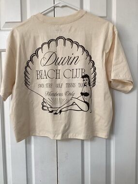 Dwin Beach Club Graphic Tee - Cream with Black Vintage Print